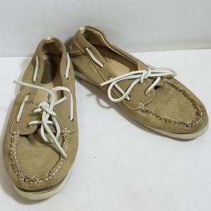 Bass Beige Lace Up Moccasins Shoes Size 7M
